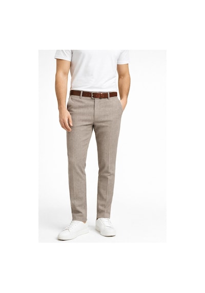 Classics Men Captiva İtalyan Kesim Comfort Fit Erkek Keten Pantolon - 7557 Krem