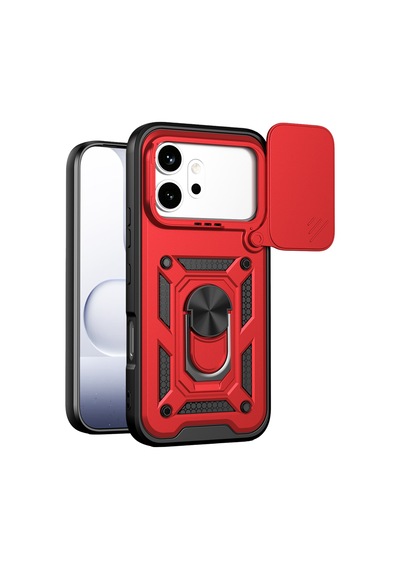 Uryport Huawei Honor 600 Pars Lens Yüzüklü Silikon - Kırmızı