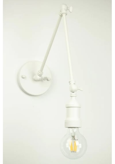 Riolight Retro1,modern Beyaz 1xe27 Duylu Üç Mafsallı Metal Akroba Beyaz