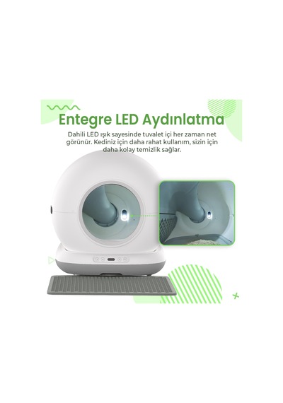 Cb001 Akıllı Otomatik Kedi Tuvaleti, App İle Uzaktan Kontrol, 75lt Hazne, 7lt Çöp Haznesi, Ağır
