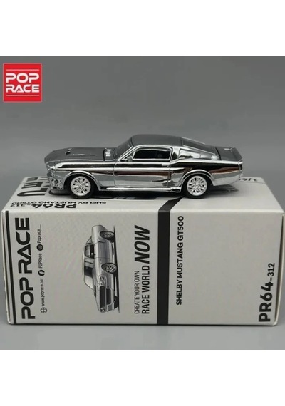 Pop Race Shelby Mustang Gt500 Chrome Silver 312 2026 1/64 Krom