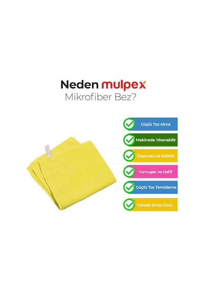Mulpex Mikrofiber Genel Temizlik Bezi Sarı 40X40 cm. - 10 Adet