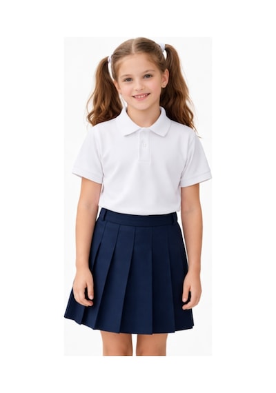 Erkek Kız Çocuk Polo Yaka Kısa Kollu Tişört Bgl-st05505 Beyaz