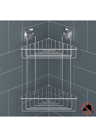 Teknotel Yapışkanlı Krom Iki Katlı Banyo Köşe Rafı Krom Ef257 Çok Renkli