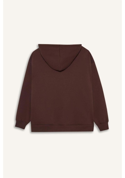 Defacto Oversize Geniş Kalıp Kapüşonlu Fermuarlı Sweatshirt V4233az25wnbn341 Kahve