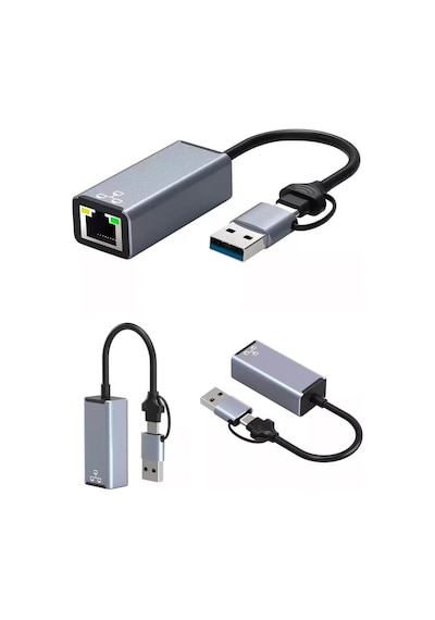 Wozlo HC-72Q Type-C 3.1 / Usb 3.0 to RJ45 Gigabit Ethernet Çevirici Dönüştürücü Adaptör - 1000Mbps