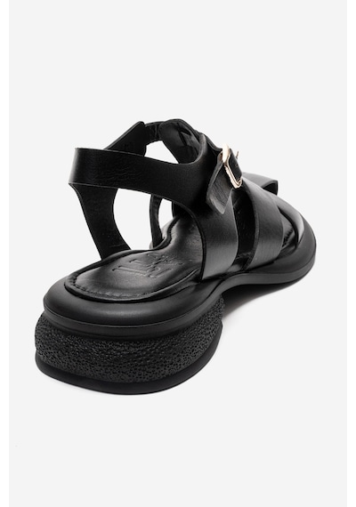 Luvishoes Guıdo Siyah Hakiki Deri Kadın Sandalet Siyah