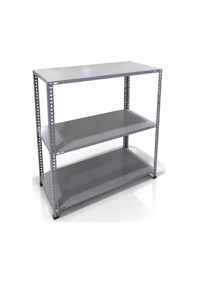 3 Katlı Galvaniz Çelik Raf - Depo, Arşiv, Kiler, Dosya, Market Rafı 43x93x150 Cm Gri