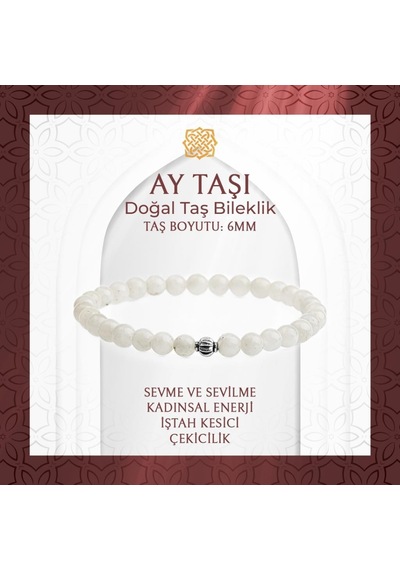 Saff Doğaltaş Ay Taşı 6 MM Doğal Taş Bileklik Çok Renkli