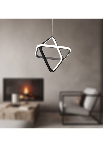 Tt316-Sy Tt Aydınlatma 2Kare Modeli Mat Siyah Led Avize