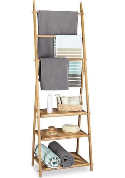 Digithome Bambu 3 Raflı Havlu Askısı Banyo Düzenleyici Havluluk Organizer Db-0006 Kahverengi