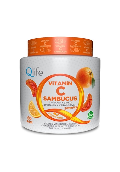 Qlife Vitamin C Portakal Aromalı Vitamin Ve Mineral içeren Takviye Edici Gıda 60 Gummies
