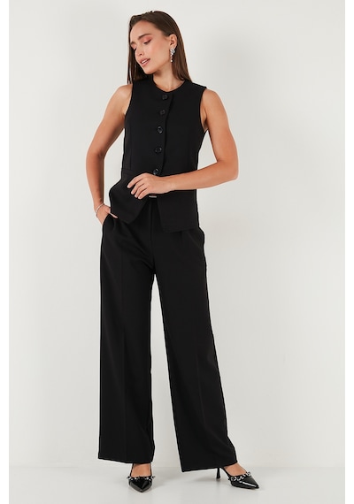 Lela Wide Leg Yüksek Bel Geniş Paça Palazzo Bayan Pantolon 65271262 Siyah