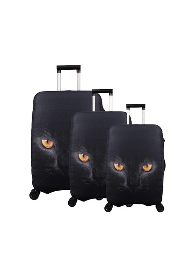 Bagacar Cat Büyük Orta Kabin Boy İçin 3 Lü Valiz Kılıfı Siyah