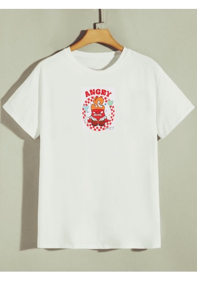 Noıssey Beyaz Beyaz Ters Yüz Karakterleri Ön Arka Baskılı Oversize Unisex