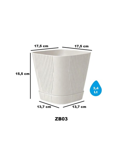 Omnipazar So-zb03 Zambak Dekoratif Plastik Saksı 3.4 Litre No:3 Kirli Beyaz 113