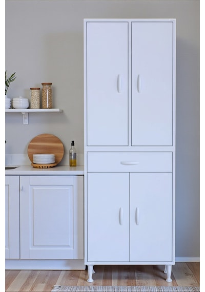 Eliusta Nexa Modüler Dolap 60 Cm Banyo/mutfak Dolabı Extra Kullanım Alanlı 60x173x32,5 Cm Beyaz Dolap Beyaz