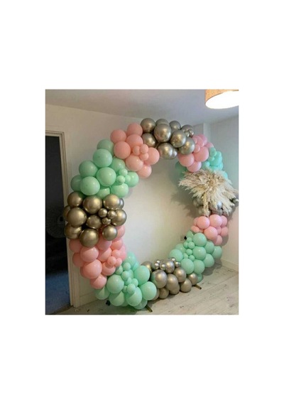 Krom Beyaz Altın Makaron Mint Yeşili Ve Makaron Pembe Balon Zinciri 100 Adet A