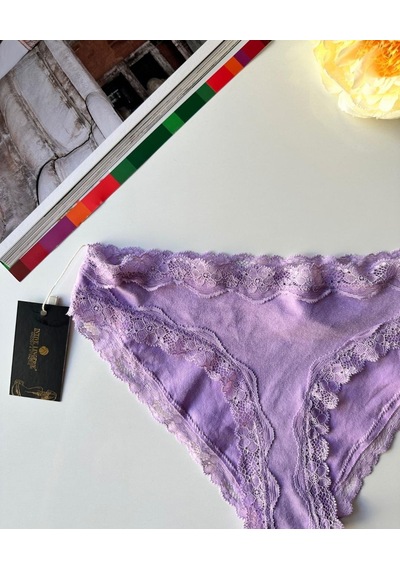 Arlet Kadın Pamuklu Rahat Günlük Kullanım Dantelli Slip/külot Li Lila