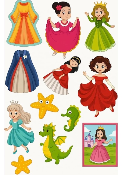 60 Çıkartmalı Sticker Kitabı Eğitici Etkinlik Kitabı Ormanlar, Dinazorlar, Prenses, Fen Ve Doğa