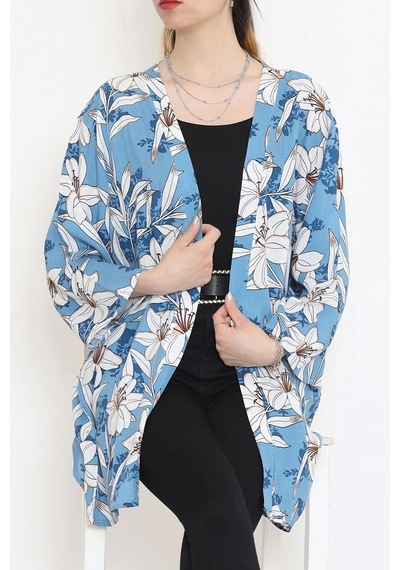 Desenli Kimono Açıkmavi - 1658.1095. Çok Renkli