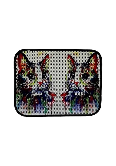 Elekli Desenli Kedi Tuvalet Önü Paspası 60 X 45 Cm Gökkuşağı 2li