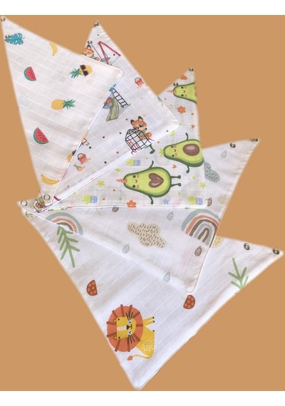 Tikpaket Çıtçıtlı Müslin Bebek Salya Önlüğü & Fular 10'lu Çok Renkli