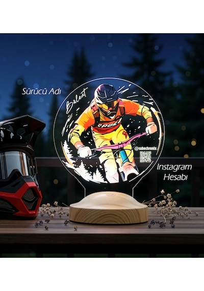 Mtb Ciye Özel İsimli Led Lamba Downhill Temalı Dağ Bisikleti Sporcu Hediyesi
