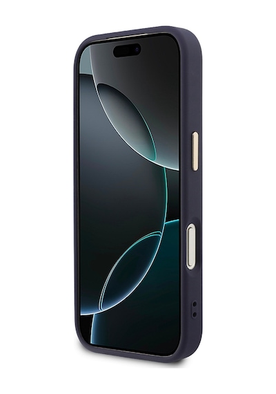 Apple Uyumlu iPhone 17 Pro Max Kılıf Guess Lisanslı M-safe Sıcak Baskılı Yazı Logolu Pu Deri Peony Kapak Lacivert