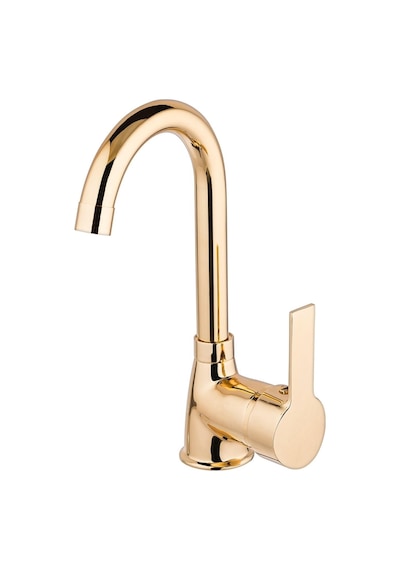 Kaliteli Gold Renk Lüx Gövde Banyo Lavabo Musluğu Bataryası Altın