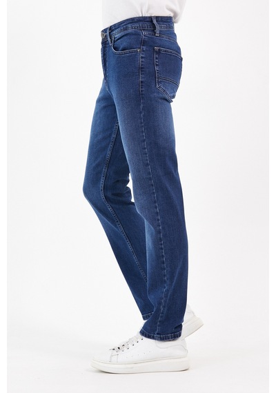 Digital Jeans Normal Kesim Fermuarlı Geniş Paça Yüksek Be Koyu Mavi Açık Gri