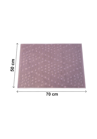 Tuğla Desenli 2li Ayak Havlusu - 50x70 Cm - Su Emici Banyo Paspası Seti - Bordo Bordo