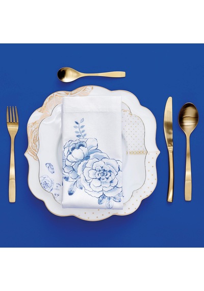 Mavi Beyaz Porselen Pasta Tabağı 17 Cm