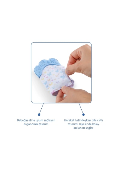 Babyjem Bebek Diş Kaşıyıcı Eldiveni Kelebek Mavi