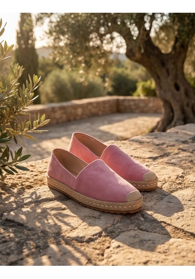 Futsishoes Lucıa Pembe Hakiki Deri Süet Dikiş Detaylı Kadın Espadril