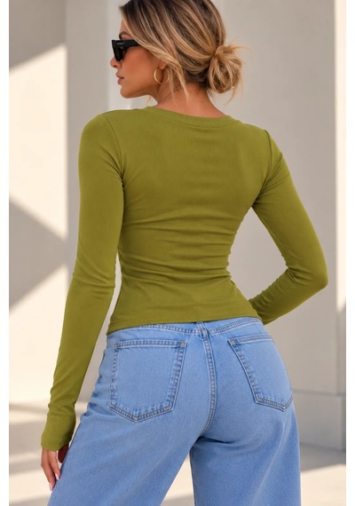Bb Butik Basic Kadın Soft Touch Parmak Geçmeli V Yaka Body Mdk36 Çok Renkli
