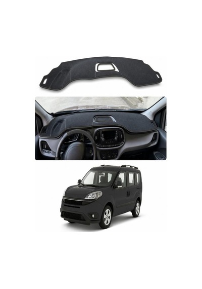 Fiat - Doblo 2015-2022 Uyumlu Torpido Koruma Kılıfı - Siyah Şeritli