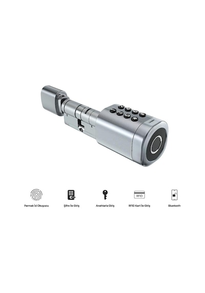 Xenon Smart Parmak İzi Şifre Girişli Akıllı Kapı Kilidi - Gümüş
