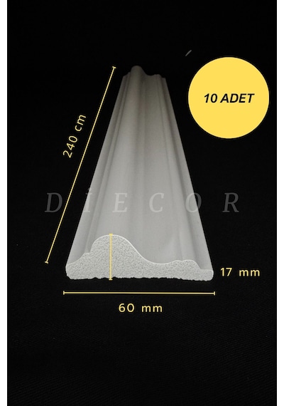 Diecor Dekoratif Boyanabilir 10 Adet 6 Cm Eğimli Polistren Duvar Çıtası Beyaz 60 X 17 Model:xa177