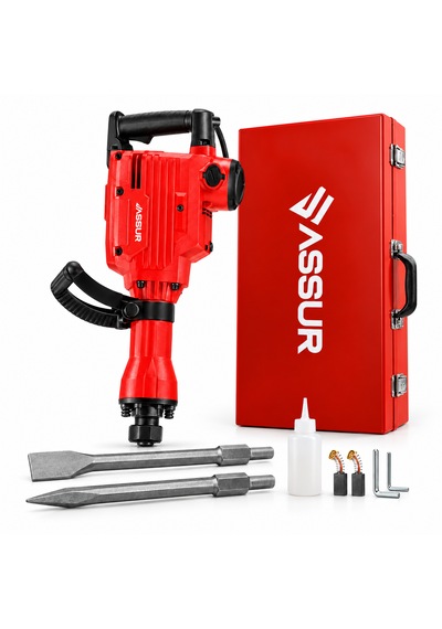 Assur Profesyonel Elektrikli Kırıcı Yıkım Çekici Kırmızı Çantalı Set