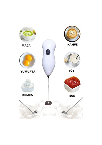 Pilli Mini Mixer Kahve Süt Köpürtücü Karıştırıcı Cappuccino Mixer Çelik Diğer