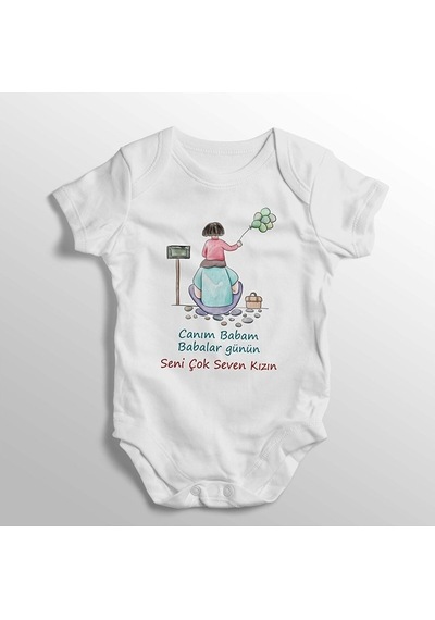 İmaj Tuğbababy Canım Babam Babalar Günün Kutlu Olsun Baskılı Bebek Zıbını (520688981) Beyaz