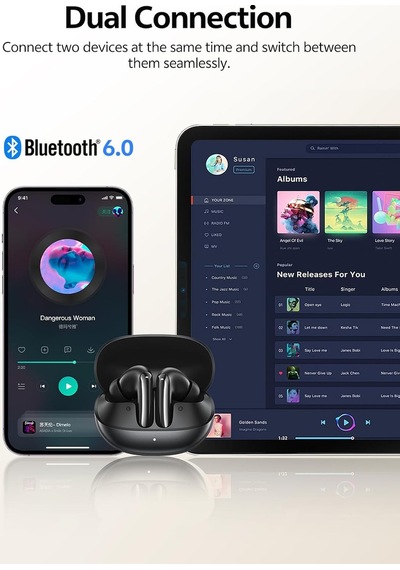 Melobuds N20 Aktif Gürültü Önleyici Kablosuz Kulaklıklar, 6 Mikrofonlu 50db Anc Kulaklıklar Enc Clear Call, 13mm D