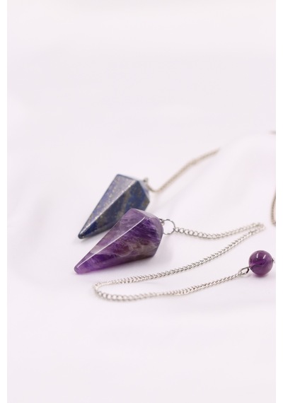Doğal Taş Lapis Lazuli Taşı-ametist Taşı Pandül Sarkaç 2'li Set Çok Renkli