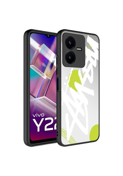 Vivo Y35 Kılıf Aynalı Desenli Kamera Korumalı Parlak Zore Mirror Kapak Yazı