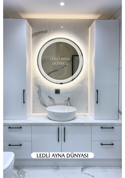 70 Cm Beyaz Işıklı Duvar Banyo Antre Makyaj Ledli Ayna Beyaz - Gümüş