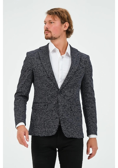 Bonesti Erkek Slim Fit Blazer Ceket Lacivert Desenli