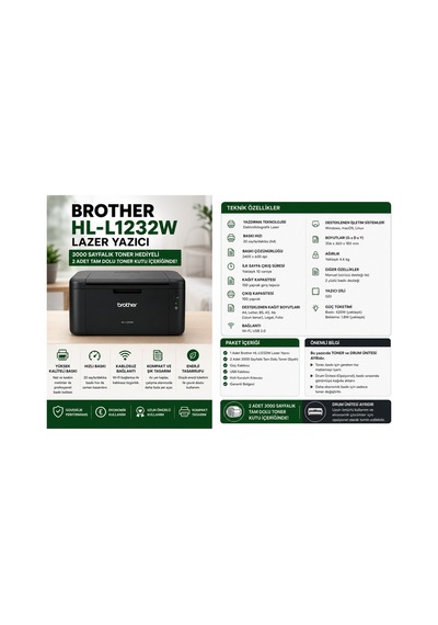 Hl-l1232w Mono Lazer Yazıcı