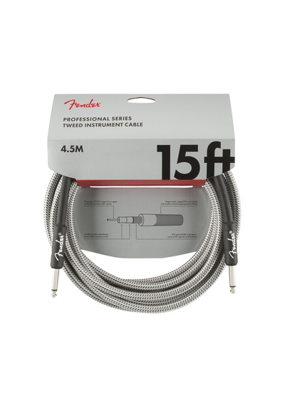 Fender Professional Series Instrument Cable. Tweed 4.5 Metre - Wh