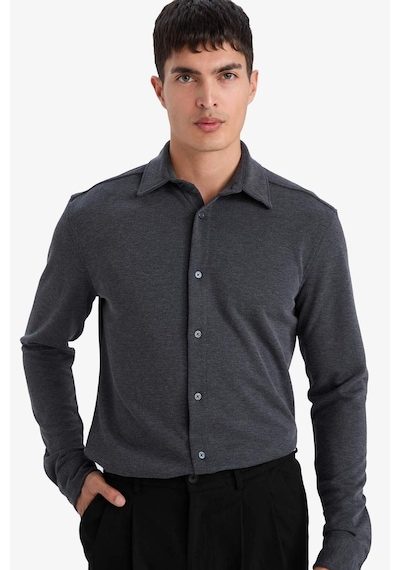 Defacto Modern Fit Polo Yaka Pike Uzun Kollu Gömlek F0330ax25aunv125 Lacivert-nv125